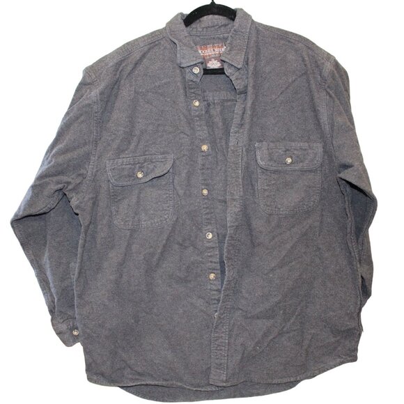 Mens Gray Heavy Flannel Button-Up Shirt Moose Creek Outdoor Clothing XL - Picture 1 of 8